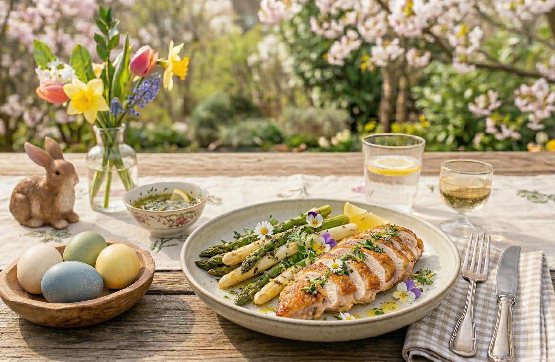 Marinierter Ofenspargel mit Perlhuhnbrust